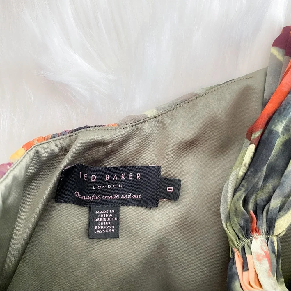 PRICE DROP! Ted Baker Maxi Dress One Shoulder Green Floral - Picture 8 of 12